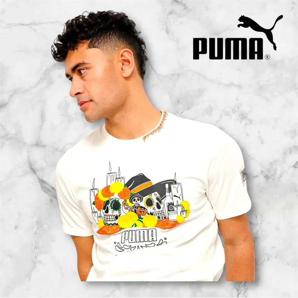 PUMA Classics Limited Edition T-Shirt: Dia de Muertos (White-Medium)